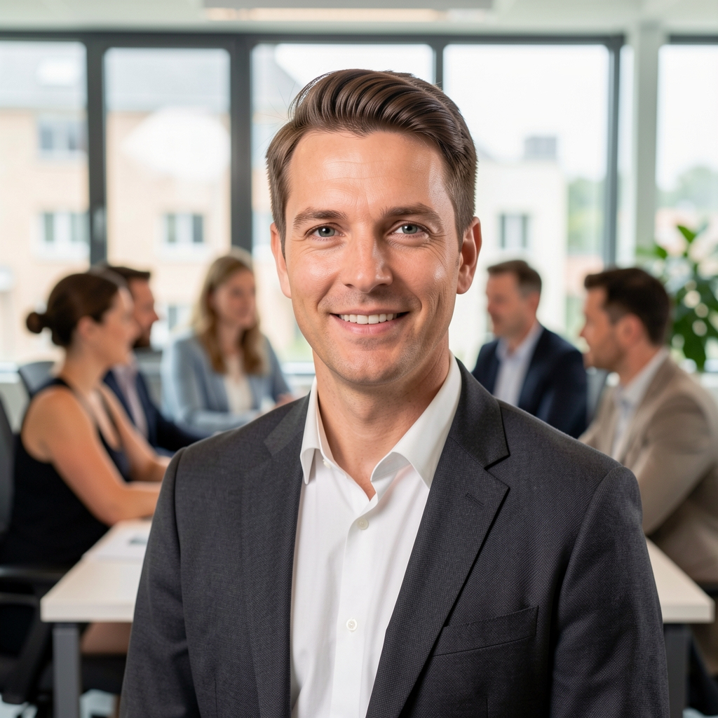 Vielfältiges Team in einem modernen deutschen Büro bei einer Besprechung